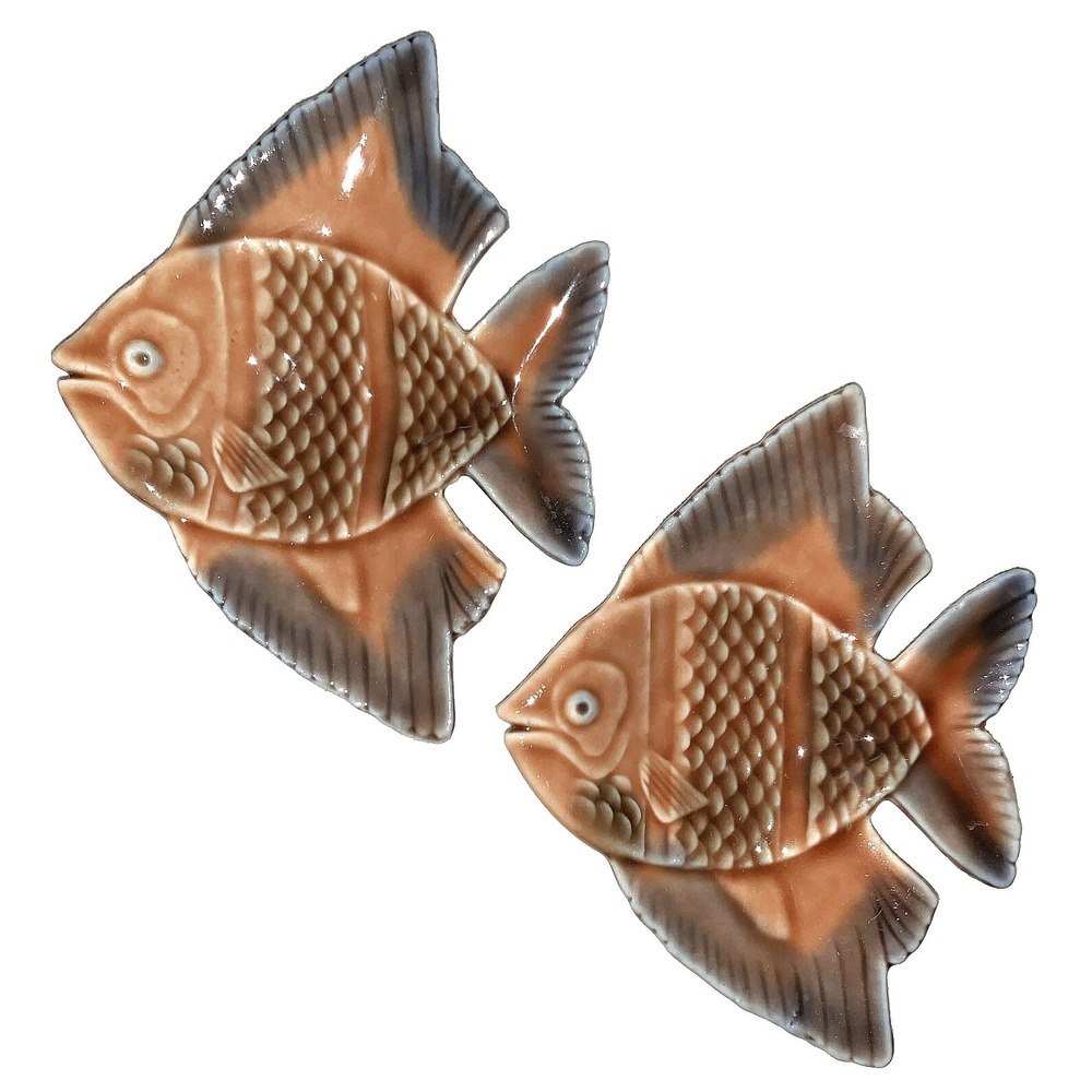 2 Wade Ireland Irish Porcelain Fish Sushi Wasabi Soy Nut Pin Trinket Dishes EXC